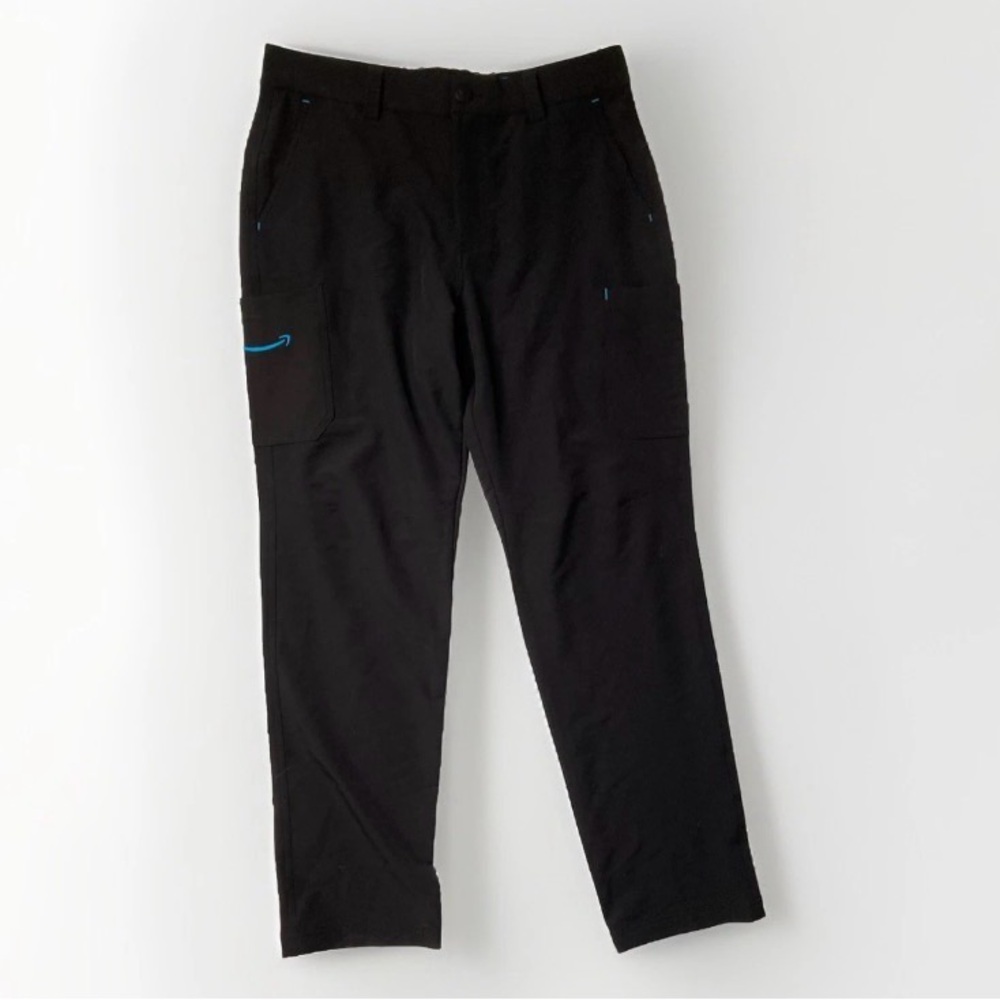 Amazon Flex Pants Mens Large (34-37) Black Luly Yang Cargo Stretch Logo Uniform